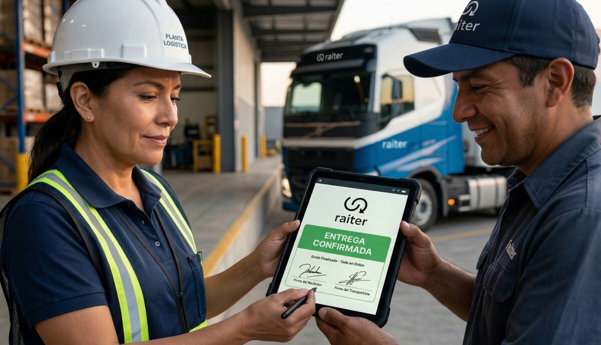 Entrega confirmada en tablet con Raiter