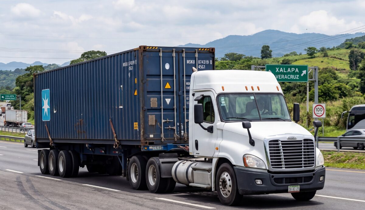 Tráiler con contenedor en carretera